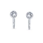 Minimalist 5MM CZ Solitaire Clip-On Stud Earrings .925 Sterling Silver - Image 3