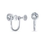 Minimalist 5MM CZ Solitaire Clip-On Stud Earrings .925 Sterling Silver