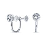 Minimalist 5MM CZ Solitaire Clip-On Stud Earrings .925 Sterling Silver