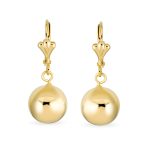 Classic Round Gemstone Drop Ball Earrings 18K Gold Plated - Image 2