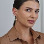 Classic Round Gemstone Drop Ball Earrings 18K Gold Plated - Image 3