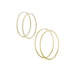 Set of 2 Minimalist Hoop Earrings 2MM Gold 1.75 & 2.5 Inch