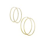 Set of 2 Minimalist Hoop Earrings 2MM Gold 1.75 & 2.5 Inch