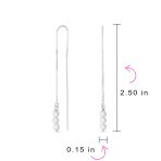 Set of 2 Minimalist Long Chain Wire Hook Dangle Earrings 3 Pearls 4 Bead Balls - Image 4