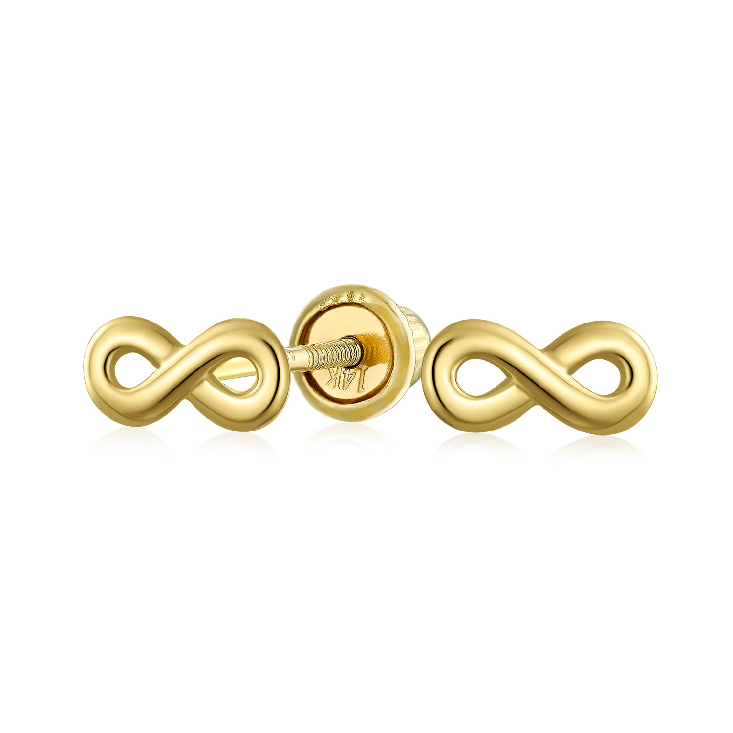 minimalist-infinity-symbol-stud-earrings_gio-fe3216-az_1 Petite 14K Gold Infinity Stud Earrings Secure Screwback - Image 1
