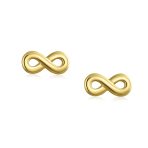 Petite 14K Gold Infinity Stud Earrings Secure Screwback - Image 2