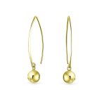 Minimalist Geometric Dangle Earrings 14K Gold Plated Sterling Silver 8MM Bead - Image 2