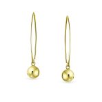 Minimalist Geometric Dangle Earrings 14K Gold Plated Sterling Silver 8MM Bead - Image 4
