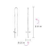 Minimalist Lightweight Religious Cross Dangle Earrings Sterling Silver Threader - Image 4