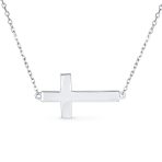 Minimalist White Opal Inlay Cross Pendant Necklace for Teens in Sterling Silver - Image 2