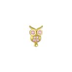 Tiny Pink CZ Owl Helix Cartilage Ear Stud Earring 14K Gold Screw Back - Image 2