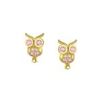 Tiny Pink Sapphire Cubic Zirconia CZ Butterfly Stud Earrings 14K Gold Screw-back - Image 2