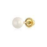 Tiny 4MM White Freshwater Cultured Pearl 14K Gold Stud Cartilage 1 Piece Earring