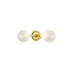 Traditional Tiny CZ Stud Earrings 14K Gold Freshwater Pearl