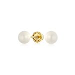 Traditional Tiny CZ Stud Earrings 14K Gold Freshwater Pearl