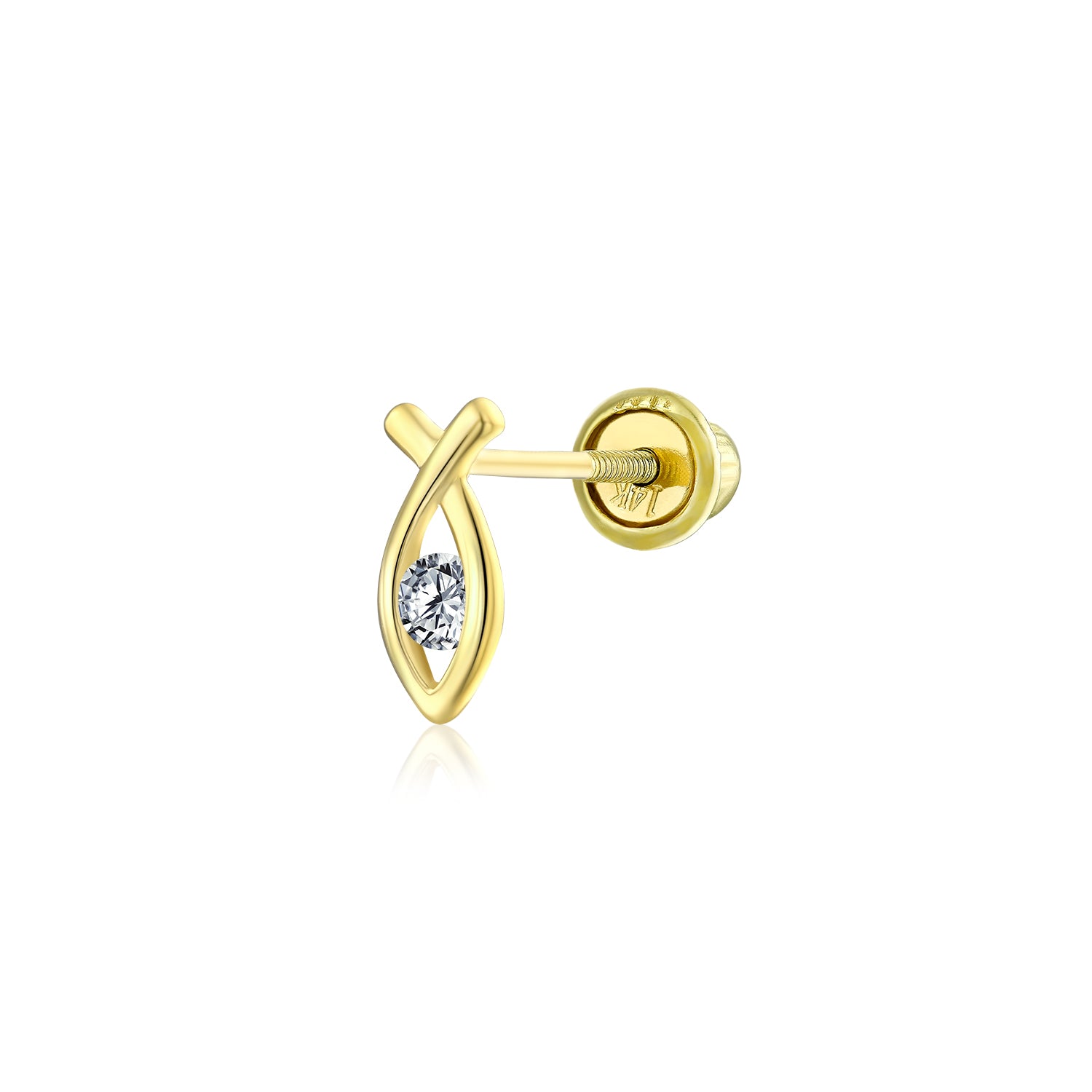 minimalist-religious-ichthus-christian-real_gio-fe0737-1p-az_1 Tiny 14K Gold Cartilage Ear Stud Helix Lobe Piercing Ichthus Fish Earring 1PC - Image 1