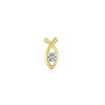 Tiny 14K Gold Cartilage Ear Stud Helix Lobe Piercing Ichthus Fish Earring 1PC - Image 2