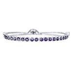 Colorful Eye Shape Thin Blue Evil Eye Bolo Bracelet Sterling Silver