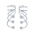 Triple Spiral CZ Curved Crawlers Ear Cuff Cartilage Earrings Gold Plated Silver - Image 4