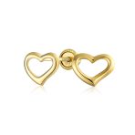 Petite 14K Gold Open Heart Stud Earrings Secure Screwback