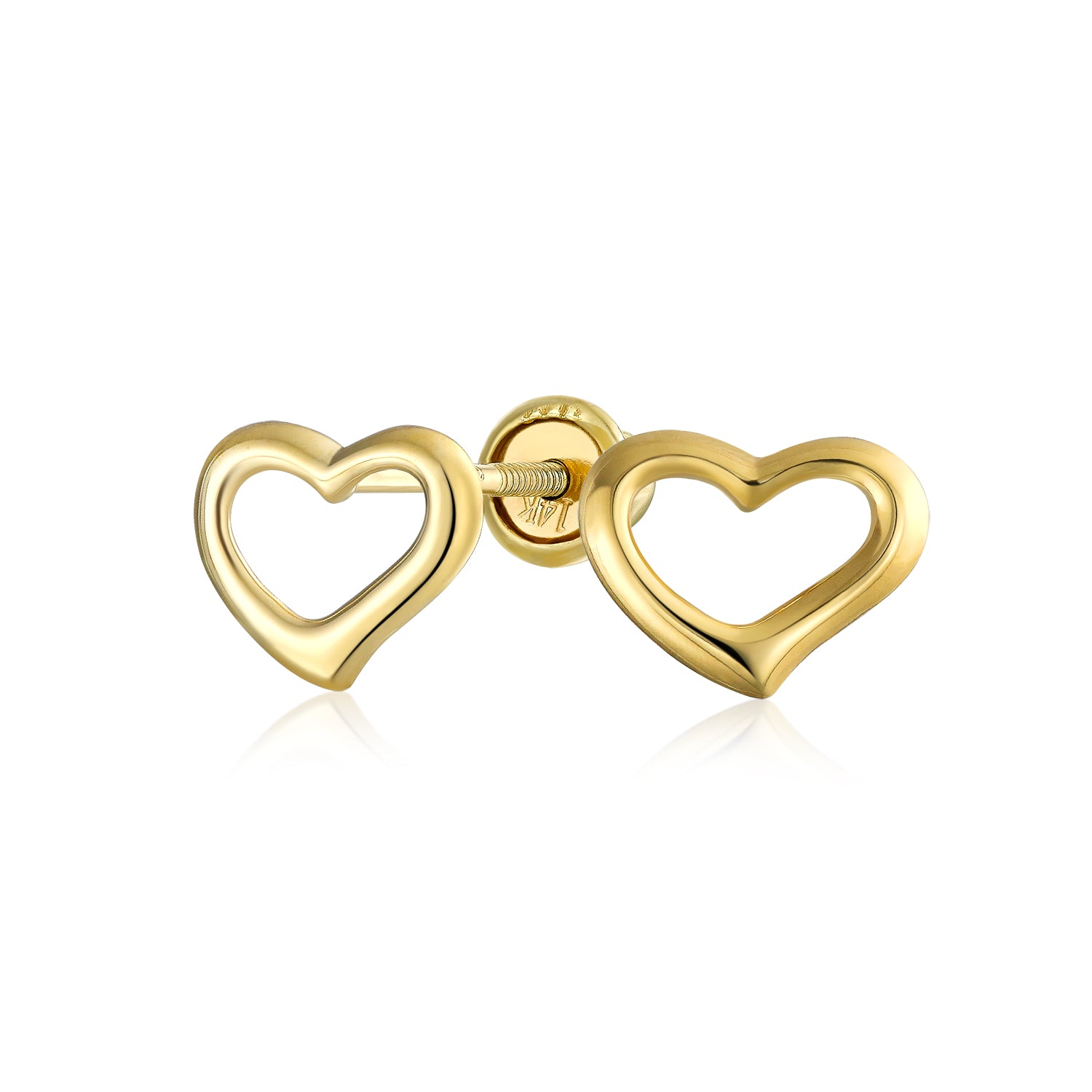minimalist-simple-open-heart-shaped_gio-fe0598-az_1 Petite 14K Gold Open Heart Stud Earrings Secure Screwback - Image 1