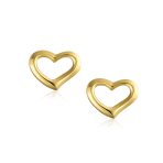 Petite 14K Gold Open Heart Stud Earrings Secure Screwback - Image 2