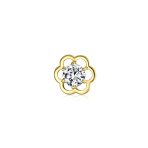 Tiny Open Flower Blue CZ Stud Helix Lobe Cartilage 1 Piece Earring Screwback 14K Yellow Gold 4MM - Image 4