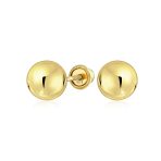 Classic Yellow 14K Gold Ball Stud Earrings Safety Screw Back 6MM - Image 2