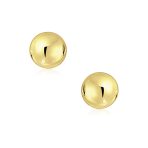 Classic Yellow 14K Gold Ball Stud Earrings Safety Screw Back 6MM - Image 5