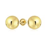 Classic Yellow 14K Gold Ball Stud Earrings Safety Screw Back 6MM - Image 3