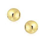 Classic Yellow 14K Gold Ball Stud Earrings Safety Screw Back 6MM - Image 6
