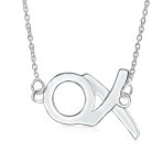 Minimalist XO Station Pendant Necklace in Sterling Silver with Chain - Image 2