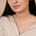 Minimalist XO Station Pendant Necklace in Sterling Silver with Chain - Image 3