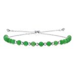 Green Jade Gemstone Seed Bead Bolo Bracelet Adjustable Sterling Silver 6-7 Inch