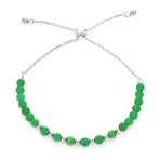 Green Jade Gemstone Seed Bead Bolo Bracelet Adjustable Sterling Silver 6-7 Inch - Image 2