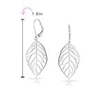 Tribal Boho Lightweight Leaf Feather Dangle Earrings  Sterling Silver Jewelry - Image 4