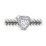 Antique Style Love Heart Charm Bead Sterling Silver Bracelet - Image 2