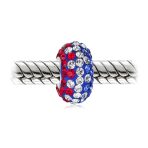 Set of 2 Red White Blue Crystal Bead Charm Spacer for European Bracelet Silver - Image 2