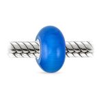 Set of 2 Smooth Opaque Murano Glass Charm Bead for Bracelets Sterling Silver - Image 16