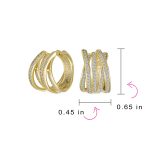 Elegant Micro Pave CZ Wide Open Criss Cross Huggie Hoop Earrings Gold Plated - Image 7