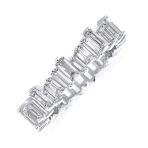 CZ Zig Zag Baguette Eternity Wedding Band Ring Gold Plated .925 Sterling Silver - Image 2