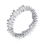 CZ Zig Zag Baguette Eternity Wedding Band Ring Gold Plated .925 Sterling Silver - Image 4