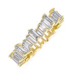 CZ Zig Zag Baguette Eternity Wedding Band Ring Gold Plated .925 Sterling Silver
