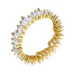 CZ Zig Zag Baguette Eternity Wedding Band Ring Gold Plated .925 Sterling Silver - Image 3