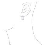 Lightweight Large Rectangle Texture Bamboo Hoop Earrings .925 Sterling Silver - Image 3