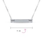 Simple Modern CZ Round Bar Sideways Pendant Necklace in Sterling Silver - Image 4
