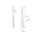 Simple Green Agate Inlay Long Flat Teardrop Shaped Dangle Earrings .925 Sterling Silver - Image 21