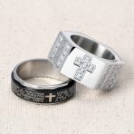 Black Spinner Religious Cross Words Lords Prayer Fidget Band Ring Stainless Steel - Image 7