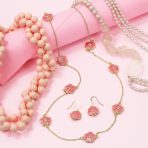Fashion Enamel Flower Strand Necklace 14K Gold Plated 36 Inch Crystal Accents - Image 29