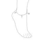 Multi Charm Cross Virgin Mary Cherub Religious Anklet Ankle Bracelet Silver 10" - Image 3